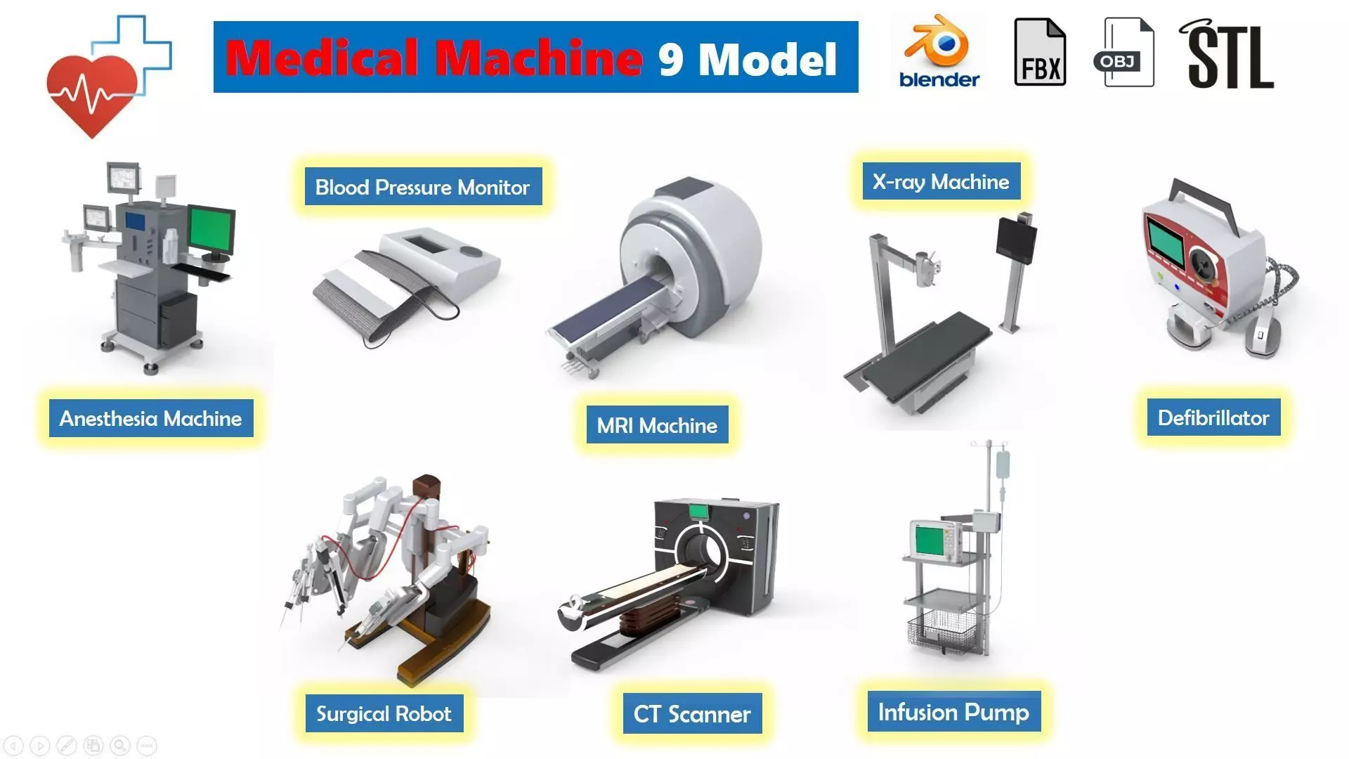 Medicial Machine and Equipment Low-poly 3D model_0