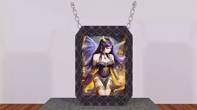 CGI or Video Game Painting Dark Woman  Low-poly 3D model