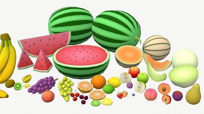Low Poly Fruit Set Low-poly 3D model 4
