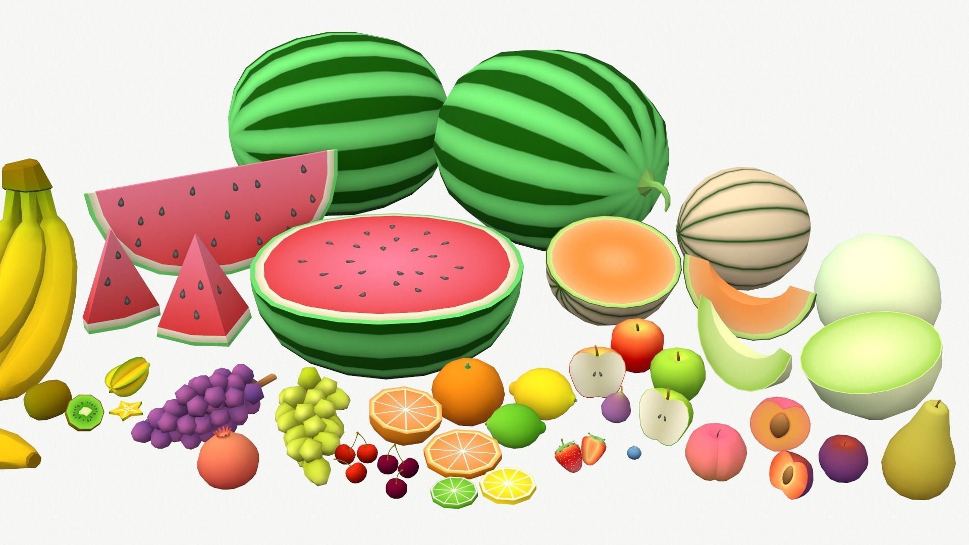 Low Poly Fruit Set Low-poly 3D model_4