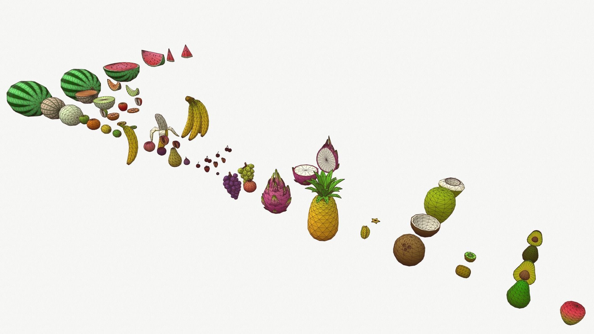 Low Poly Fruit Set Low-poly 3D model_11