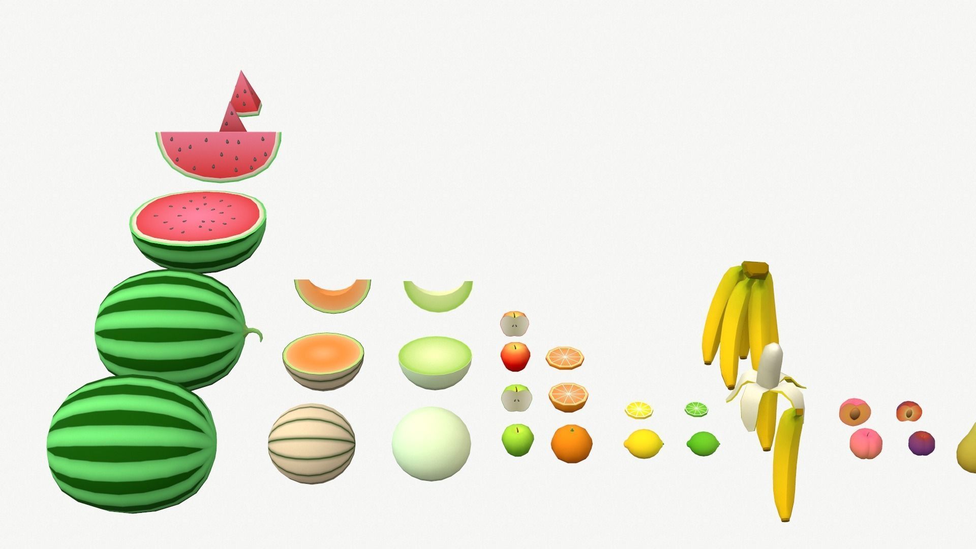 Low Poly Fruit Set Low-poly 3D model_12
