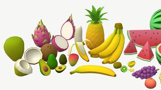 Low Poly Fruit Set Low-poly 3D model 6