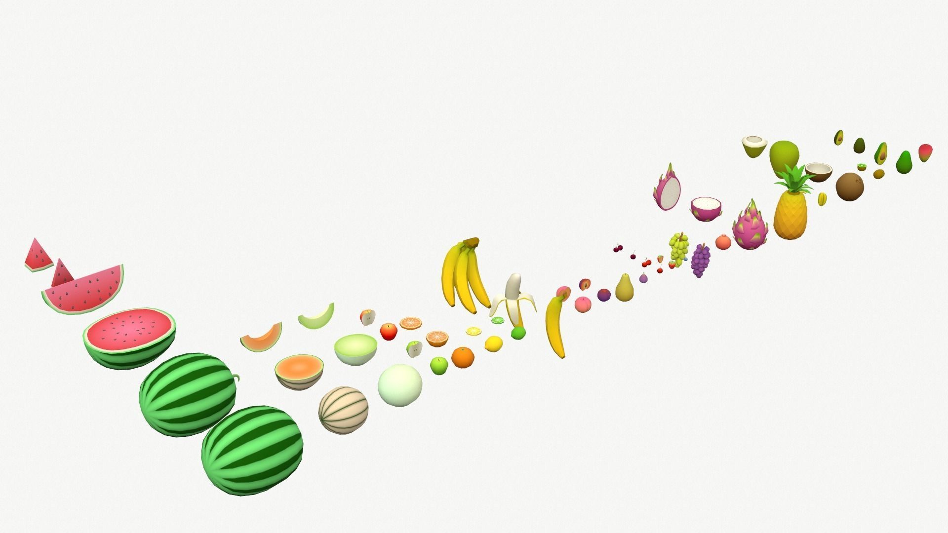 Low Poly Fruit Set Low-poly 3D model_8