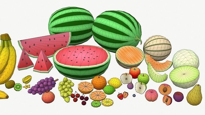 Low Poly Fruit Set Low-poly 3D model 5