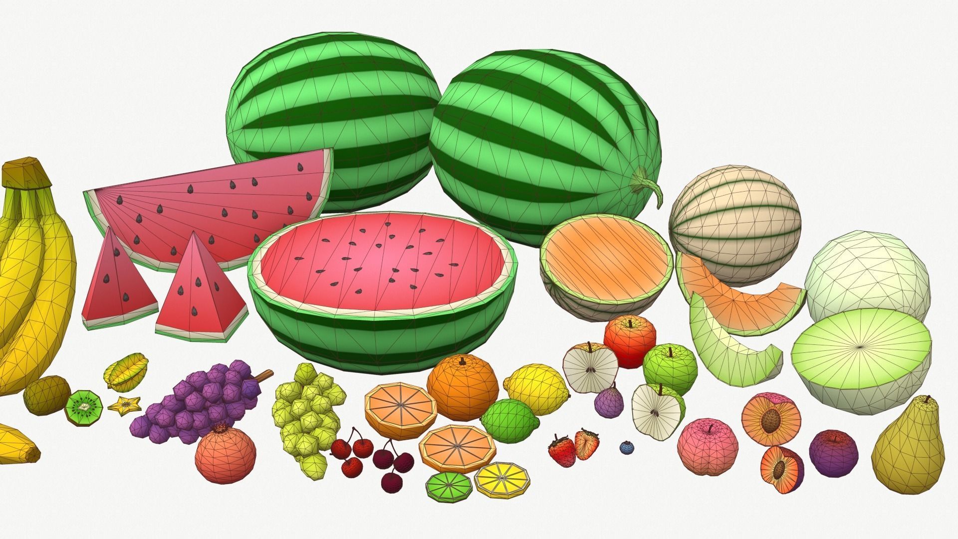 Low Poly Fruit Set Low-poly 3D model_5