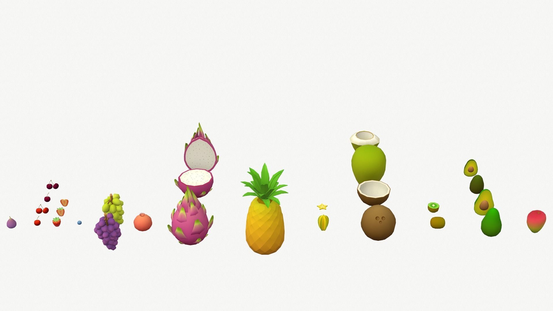 Low Poly Fruit Set Low-poly 3D model_16