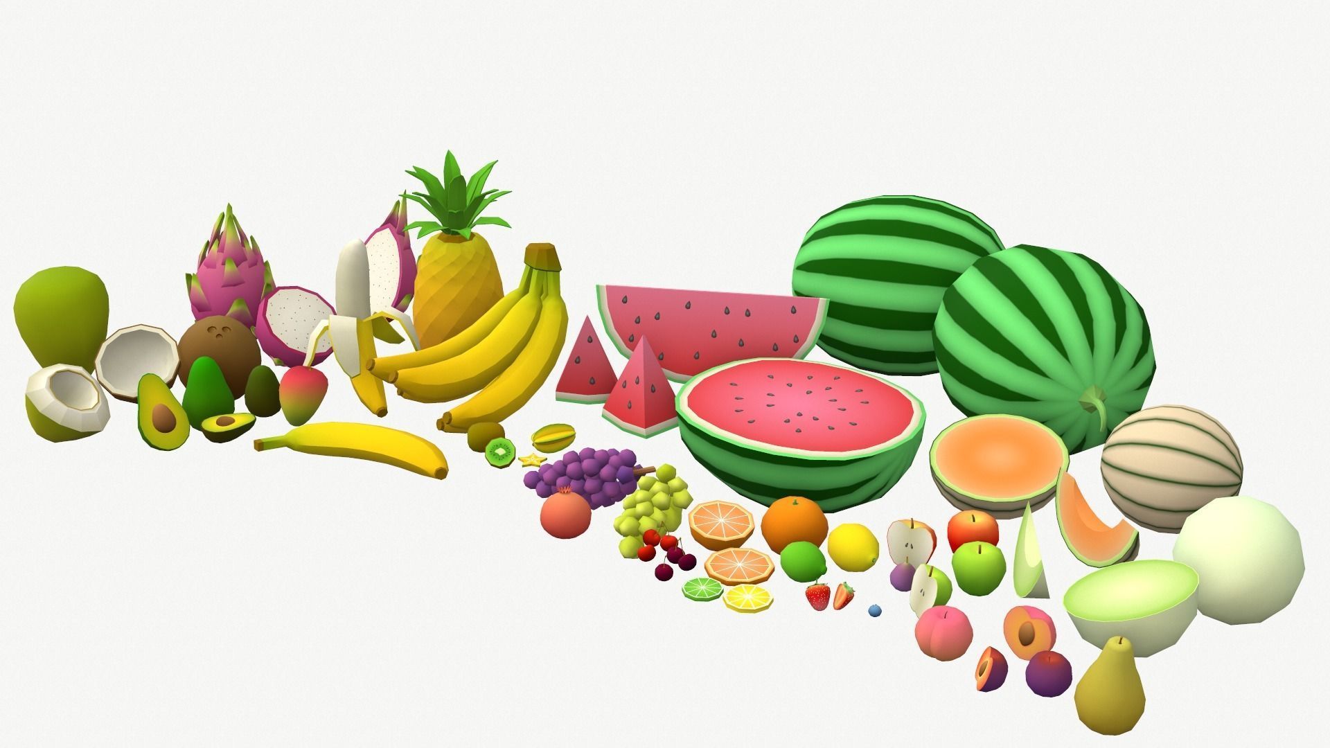 Low Poly Fruit Set Low-poly 3D model_2