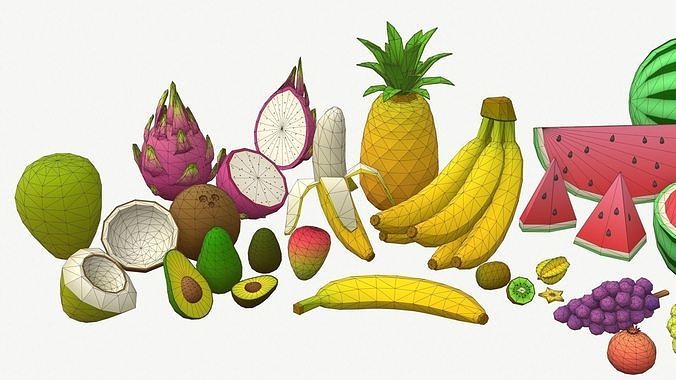 Low Poly Fruit Set Low-poly 3D model 7