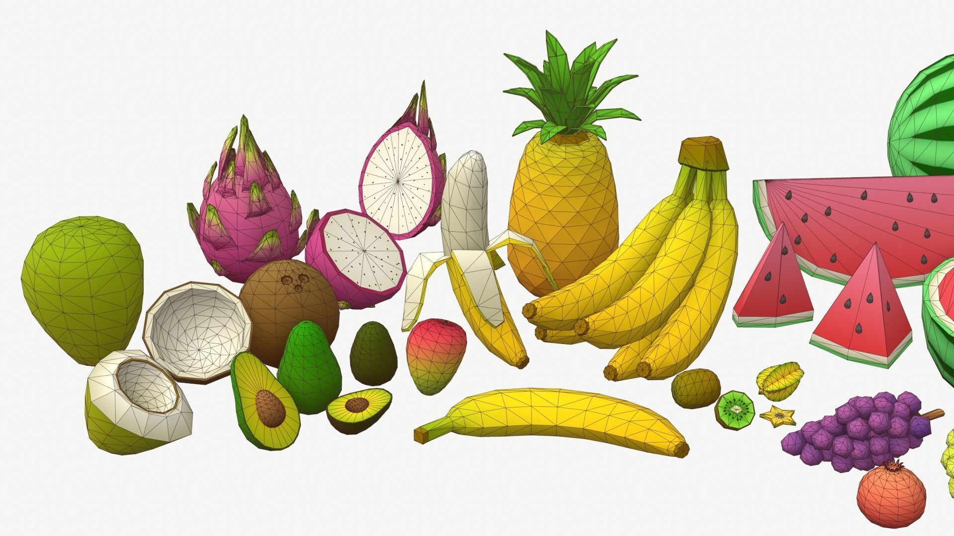 Low Poly Fruit Set Low-poly 3D model_7