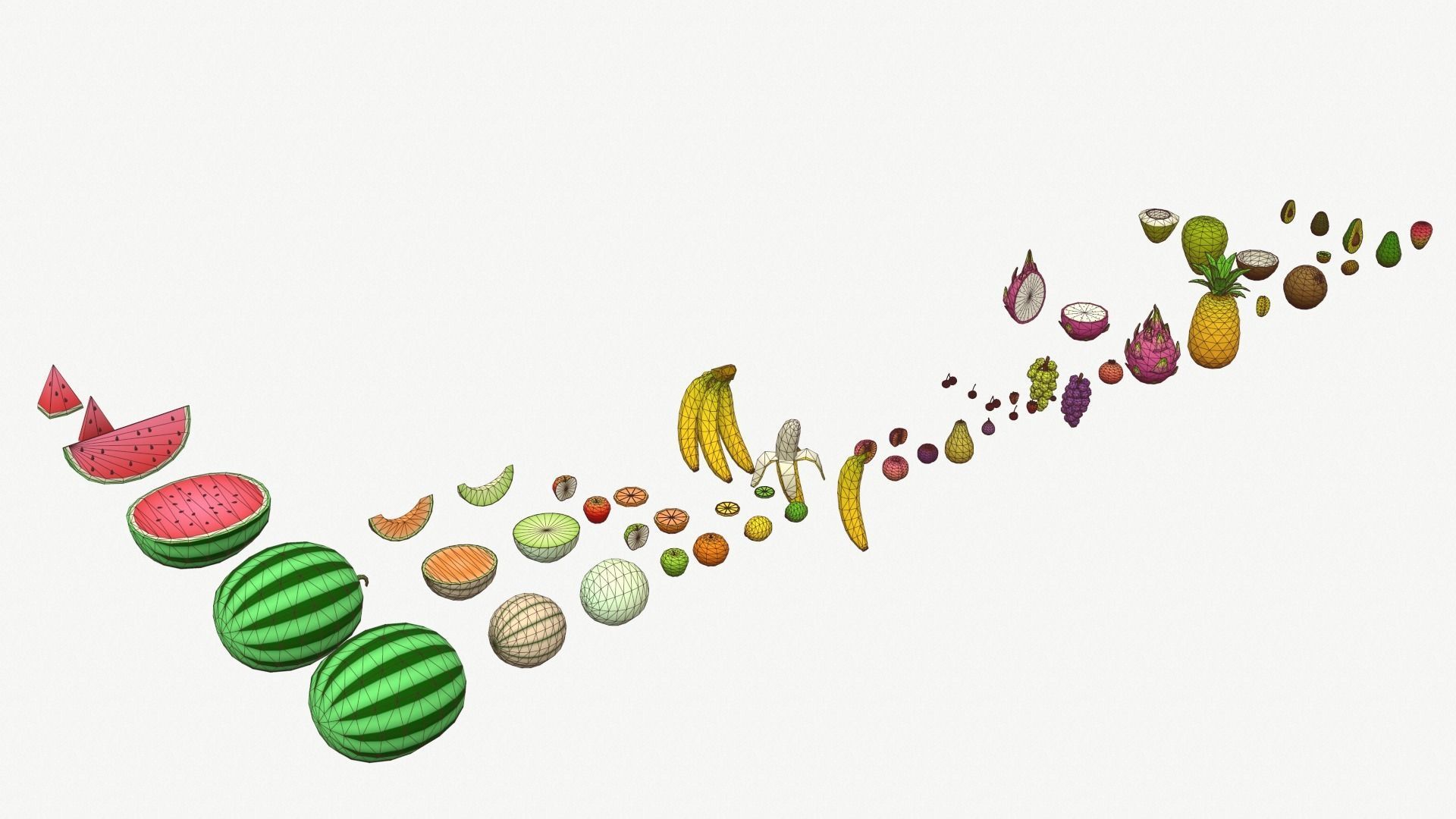 Low Poly Fruit Set Low-poly 3D model_9