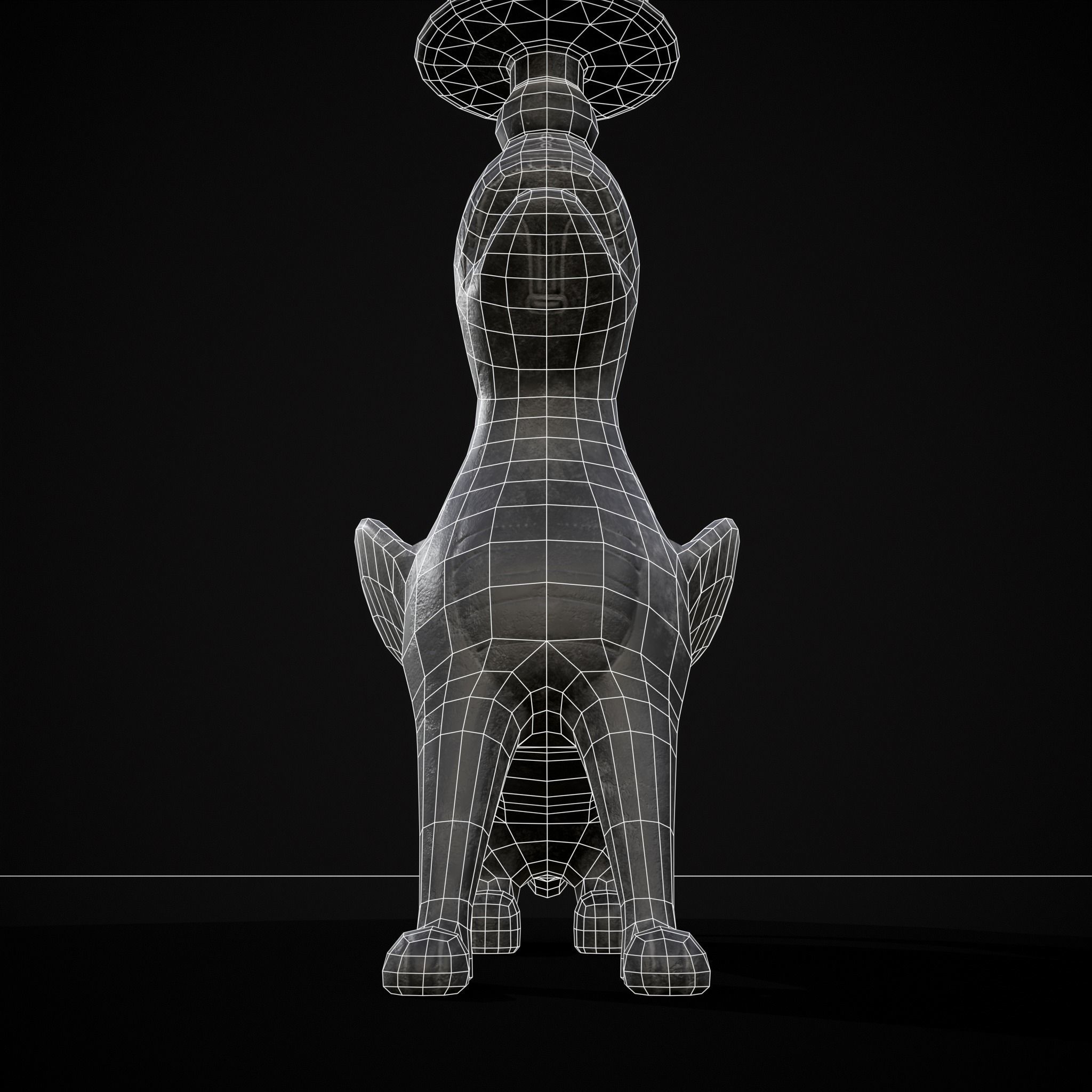 Bronze Chimera Candlestick Low-poly 3D model_16