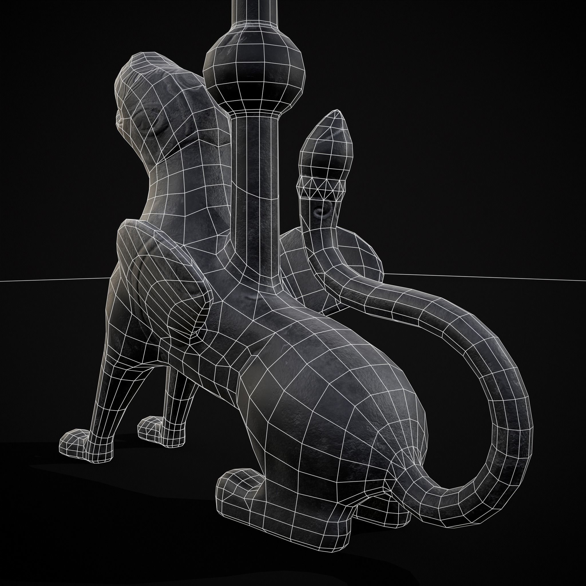 Bronze Chimera Candlestick Low-poly 3D model_30