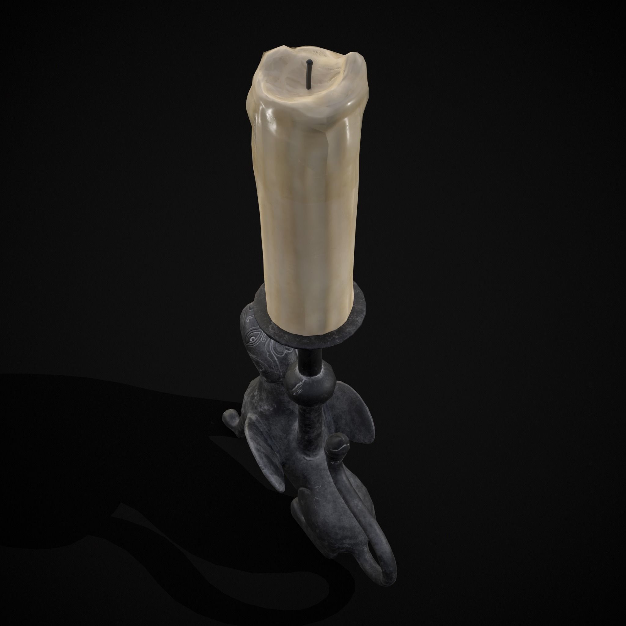 Bronze Chimera Candlestick Low-poly 3D model_27