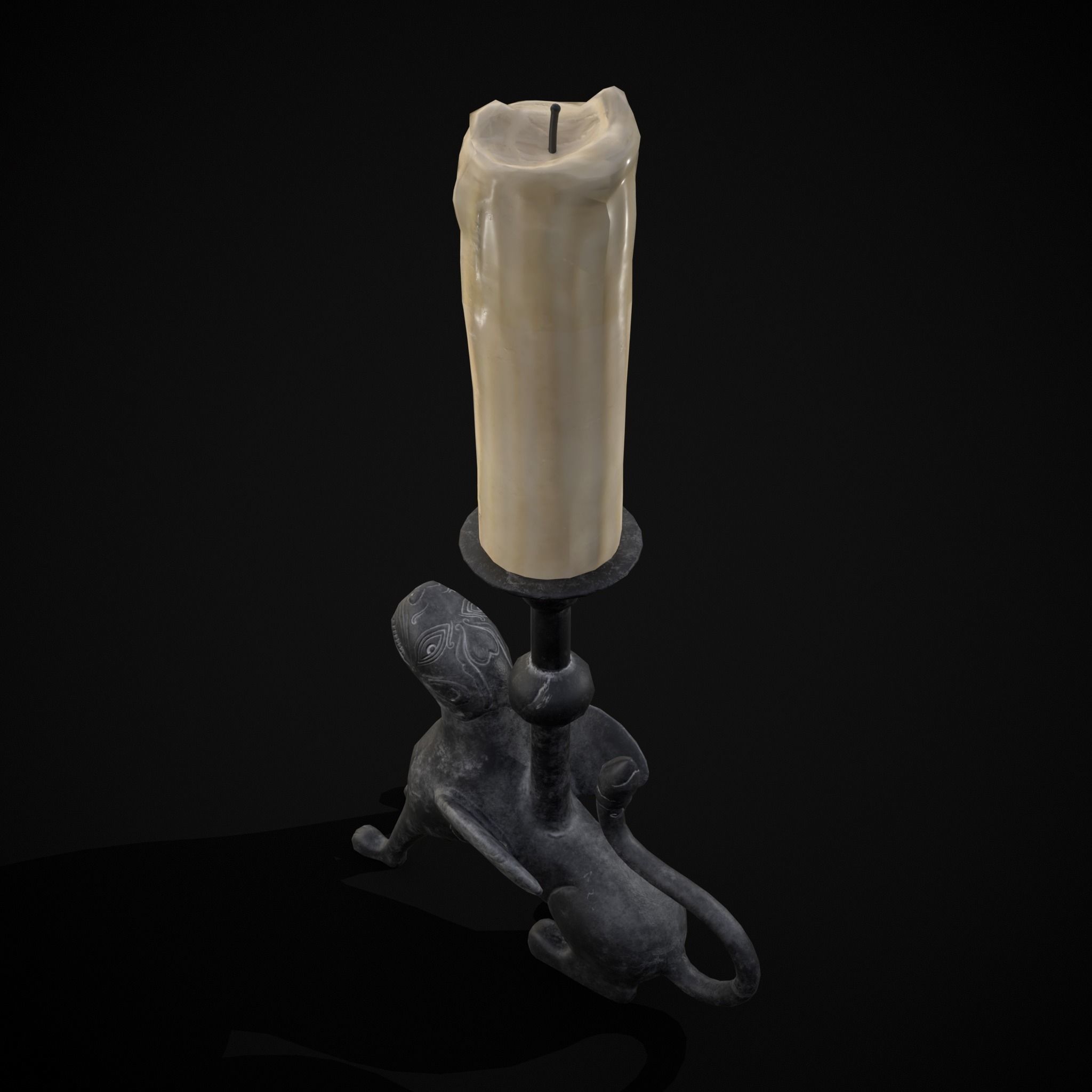 Bronze Chimera Candlestick Low-poly 3D model_21