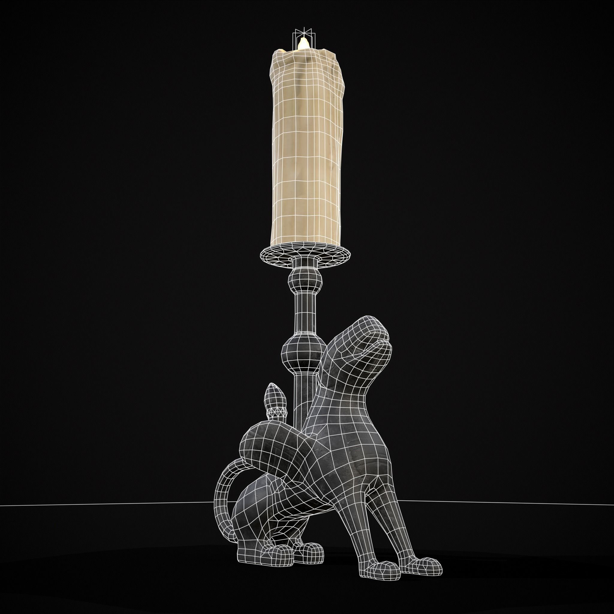 Bronze Chimera Candlestick Low-poly 3D model_4