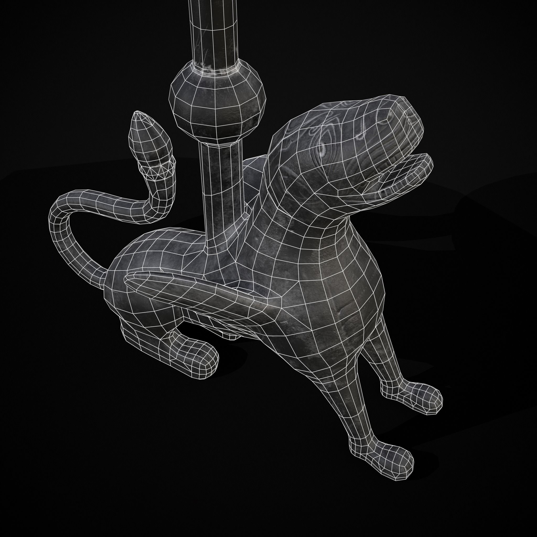 Bronze Chimera Candlestick Low-poly 3D model_12