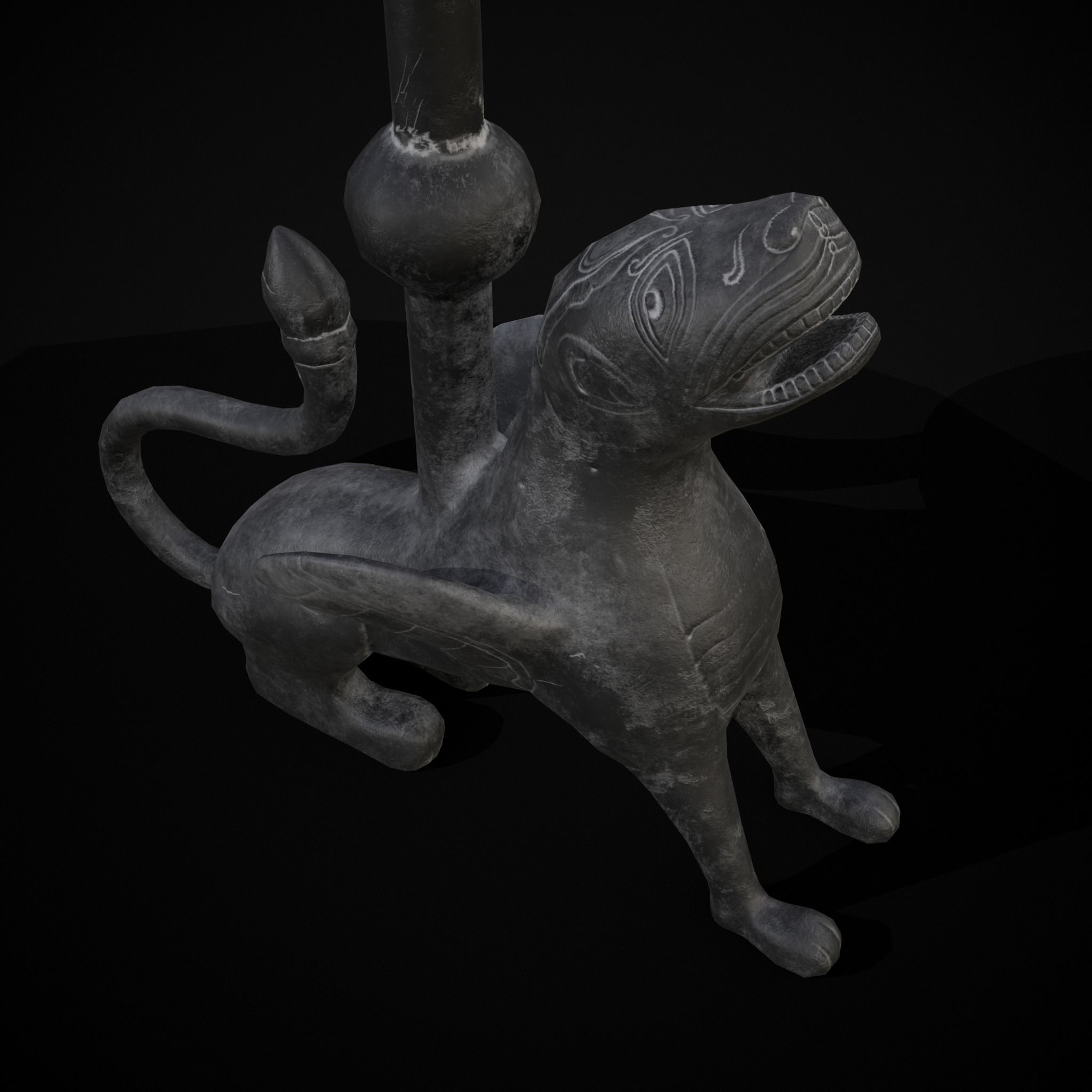 Bronze Chimera Candlestick Low-poly 3D model_11