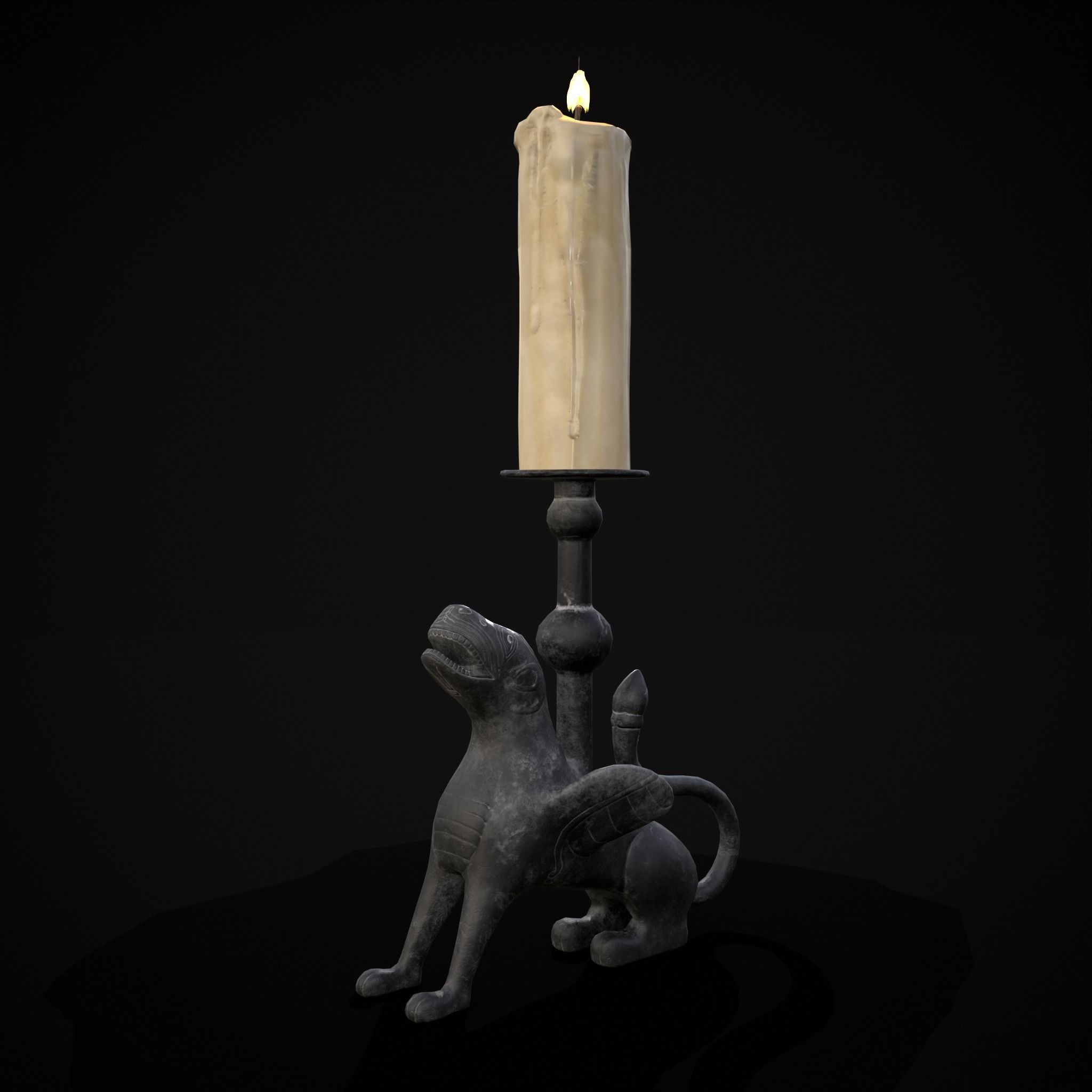 Bronze Chimera Candlestick Low-poly 3D model_31
