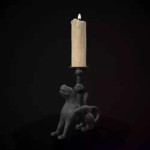 Bronze Chimera Candlestick Low-poly 3D model