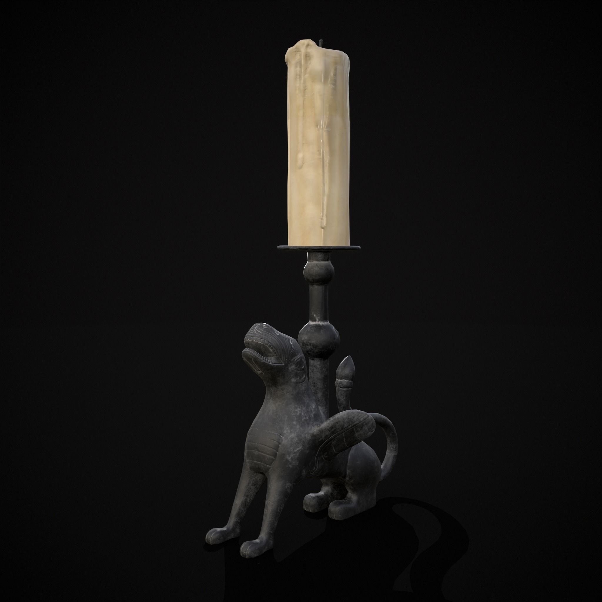 Bronze Chimera Candlestick Low-poly 3D model_23
