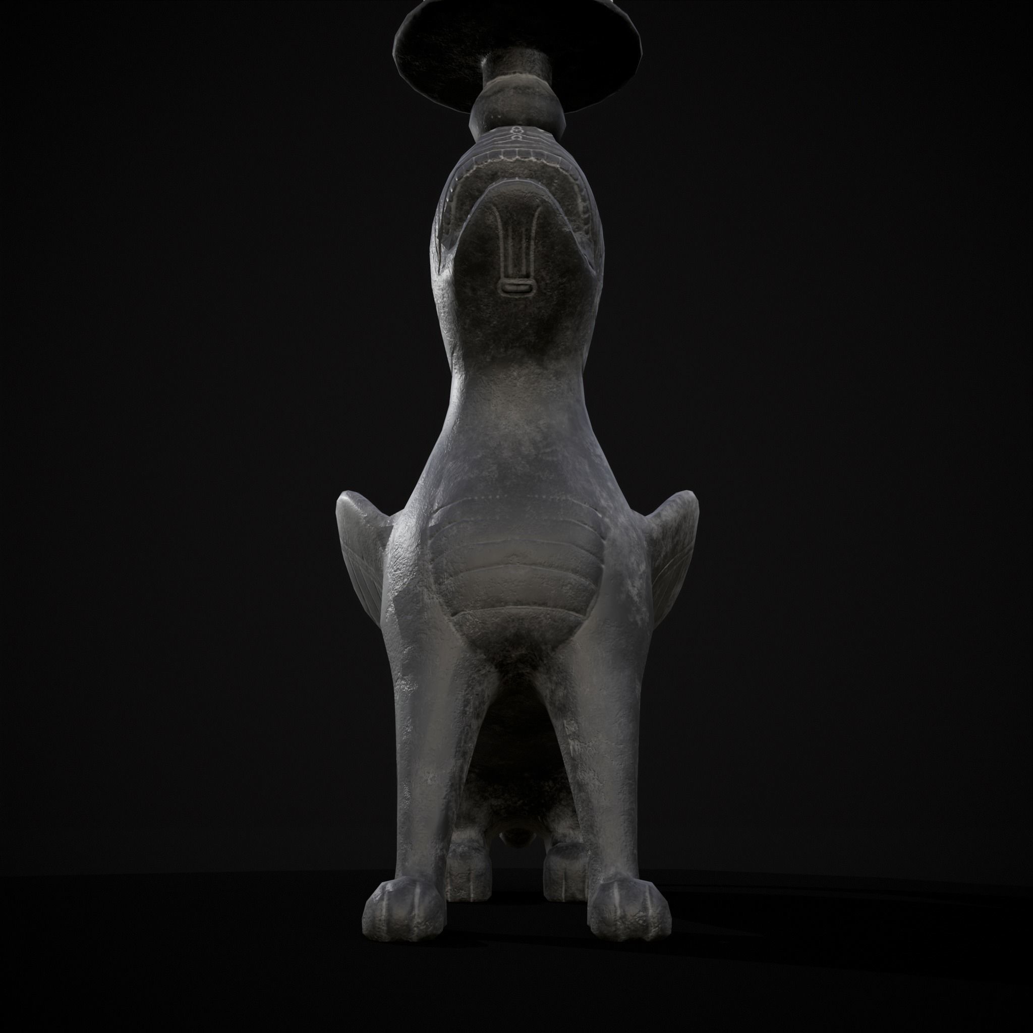 Bronze Chimera Candlestick Low-poly 3D model_15