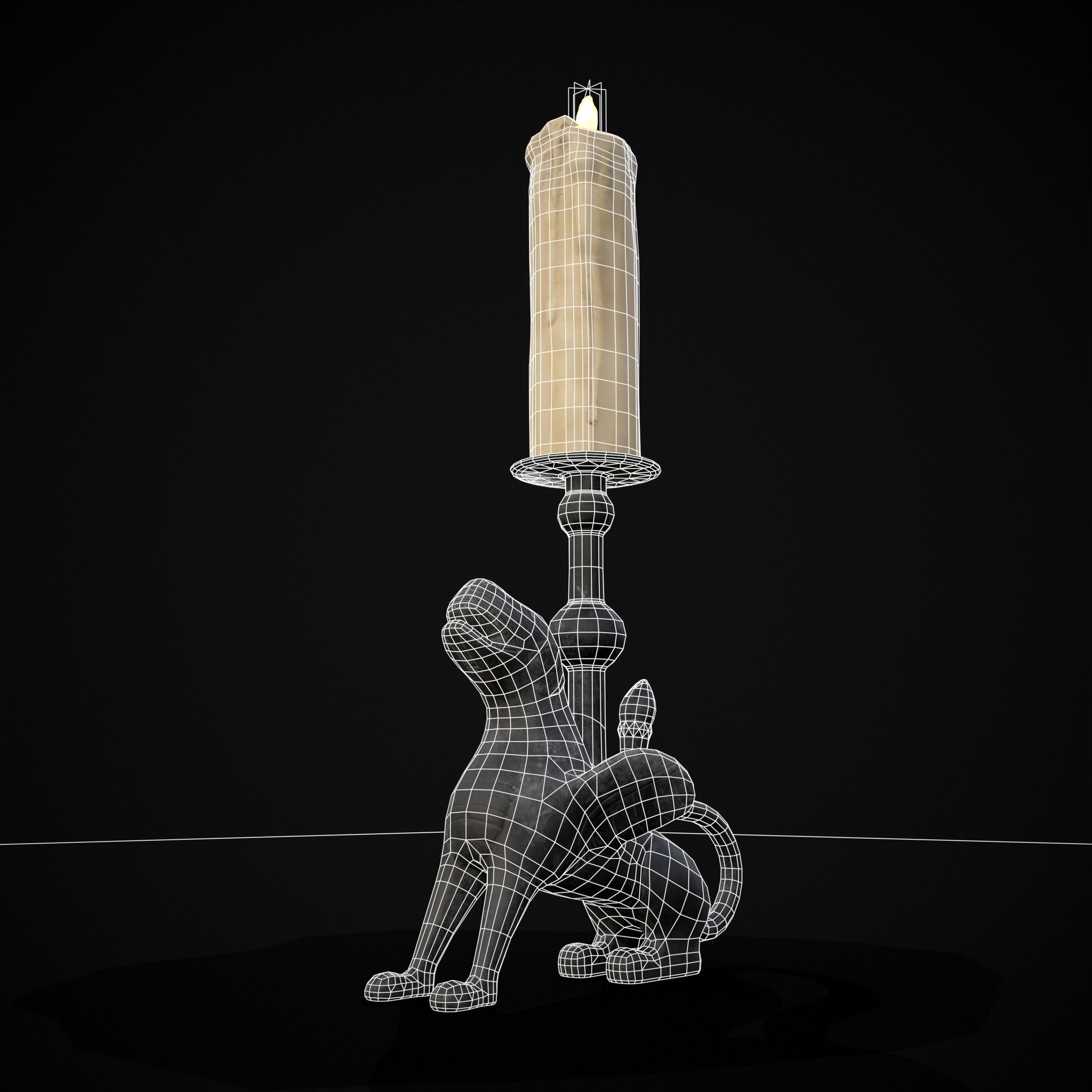 Bronze Chimera Candlestick Low-poly 3D model_20