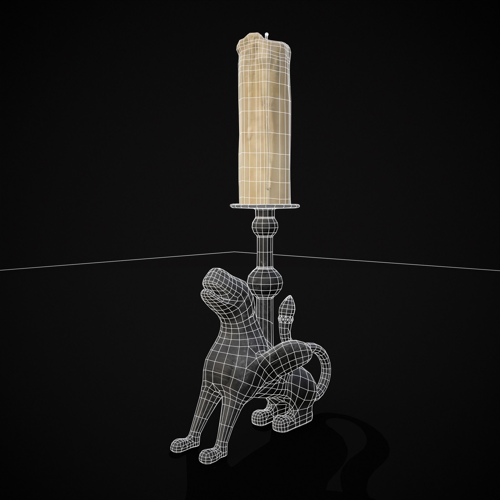 Bronze Chimera Candlestick Low-poly 3D model_24