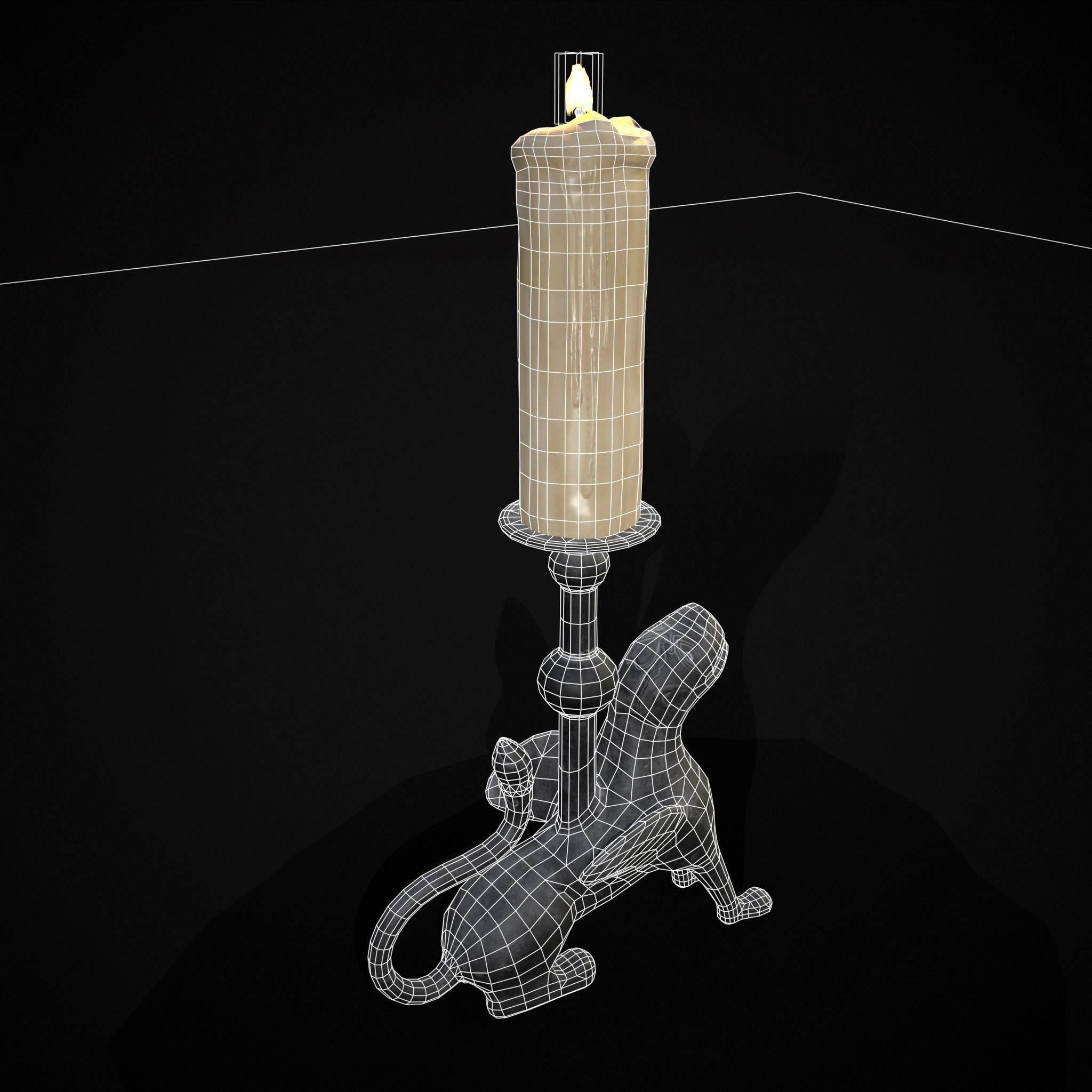 Bronze Chimera Candlestick Low-poly 3D model_6