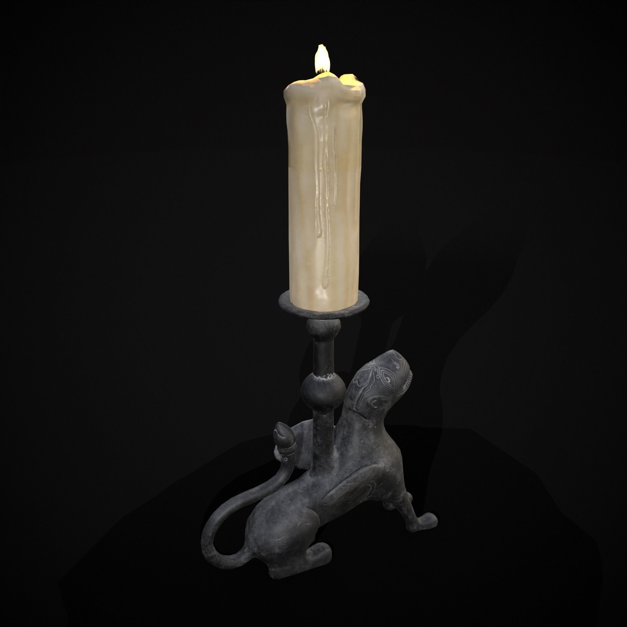 Bronze Chimera Candlestick Low-poly 3D model_17
