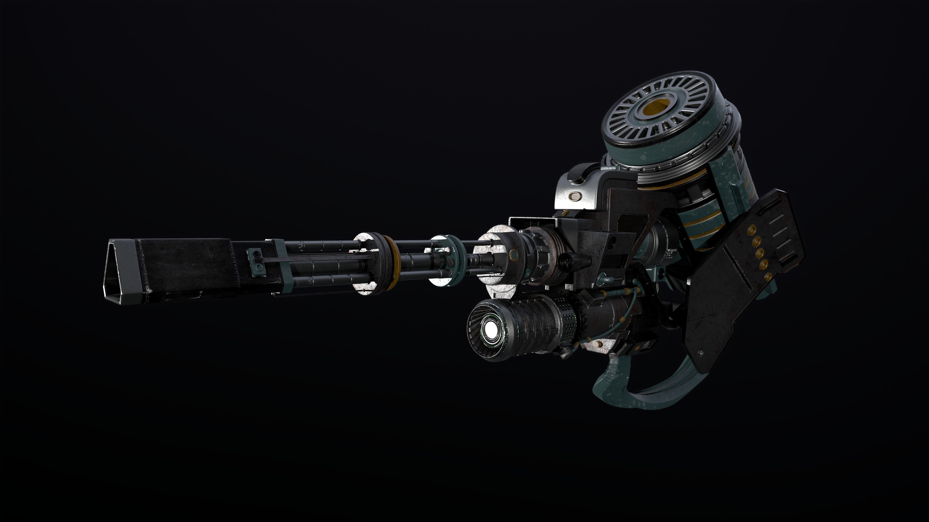 Machine gun Low-poly 3D model_2