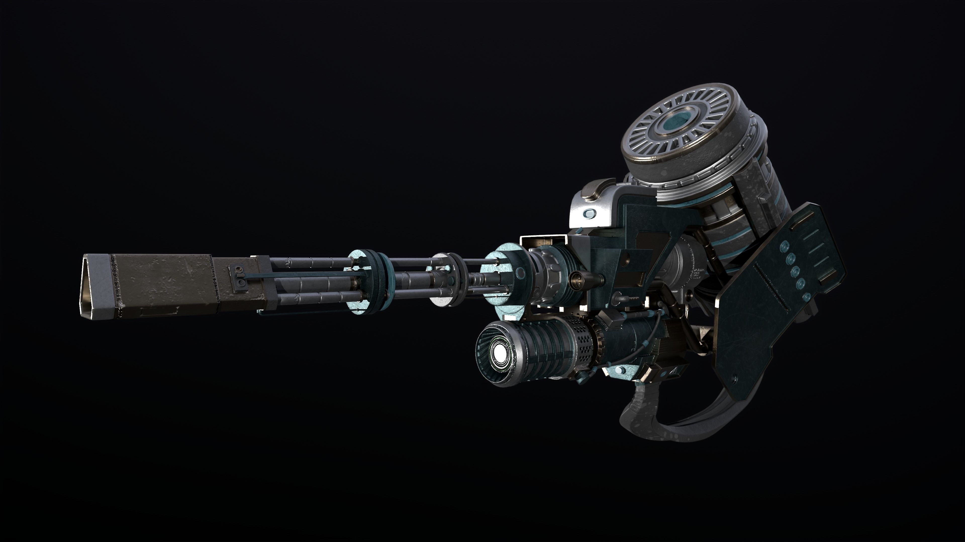 Machine gun Low-poly 3D model_1