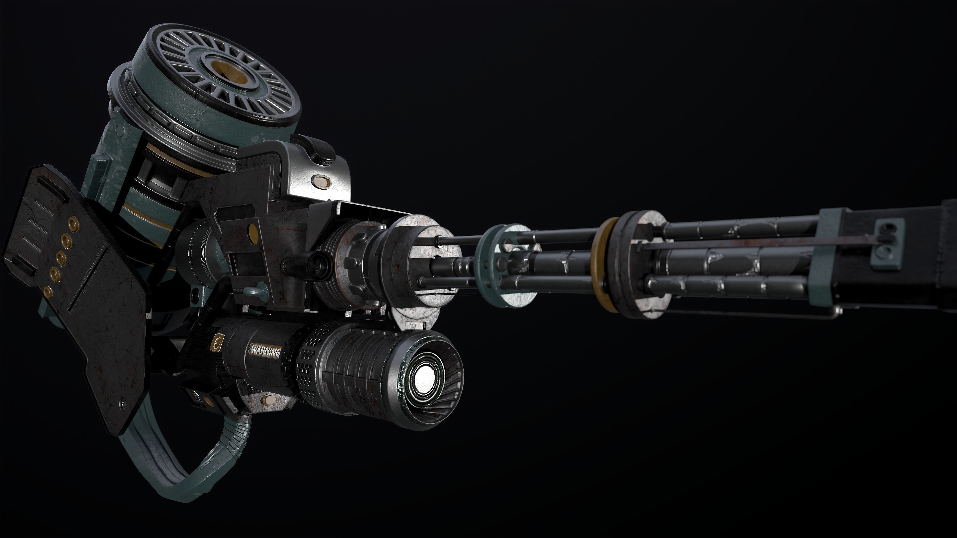 Machine gun Low-poly 3D model_8