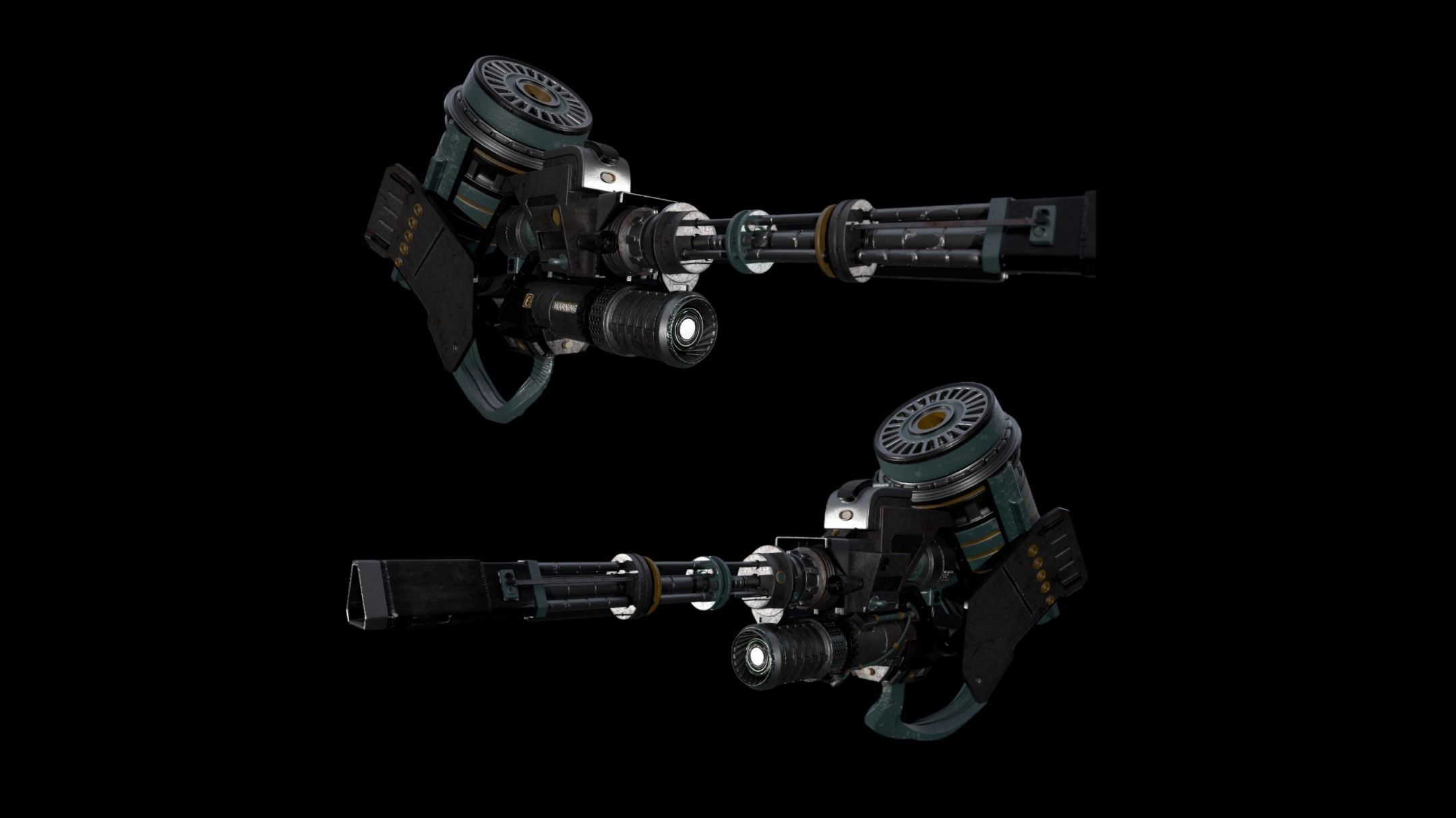 Machine gun Low-poly 3D model_5