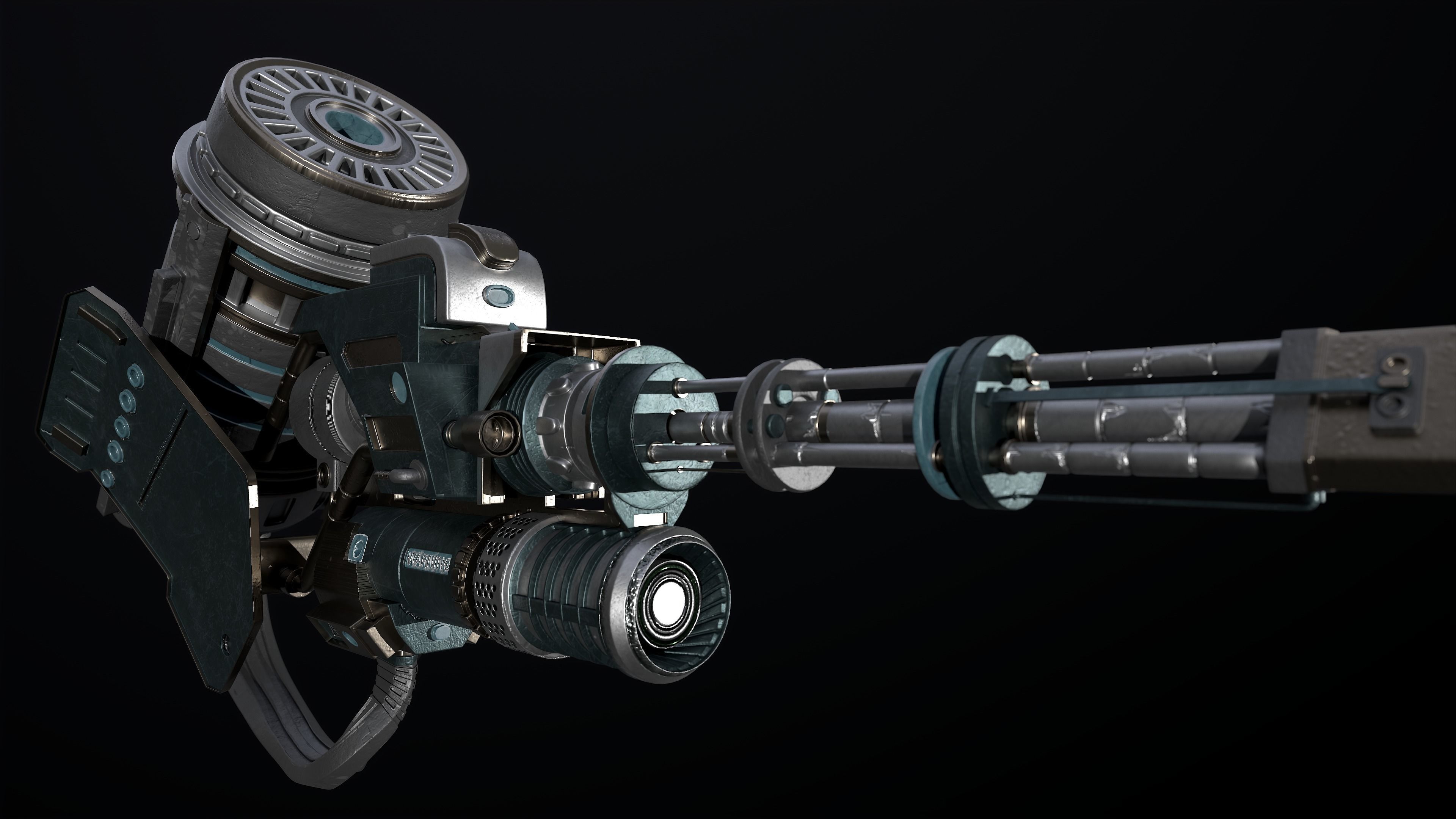 Machine gun Low-poly 3D model_10