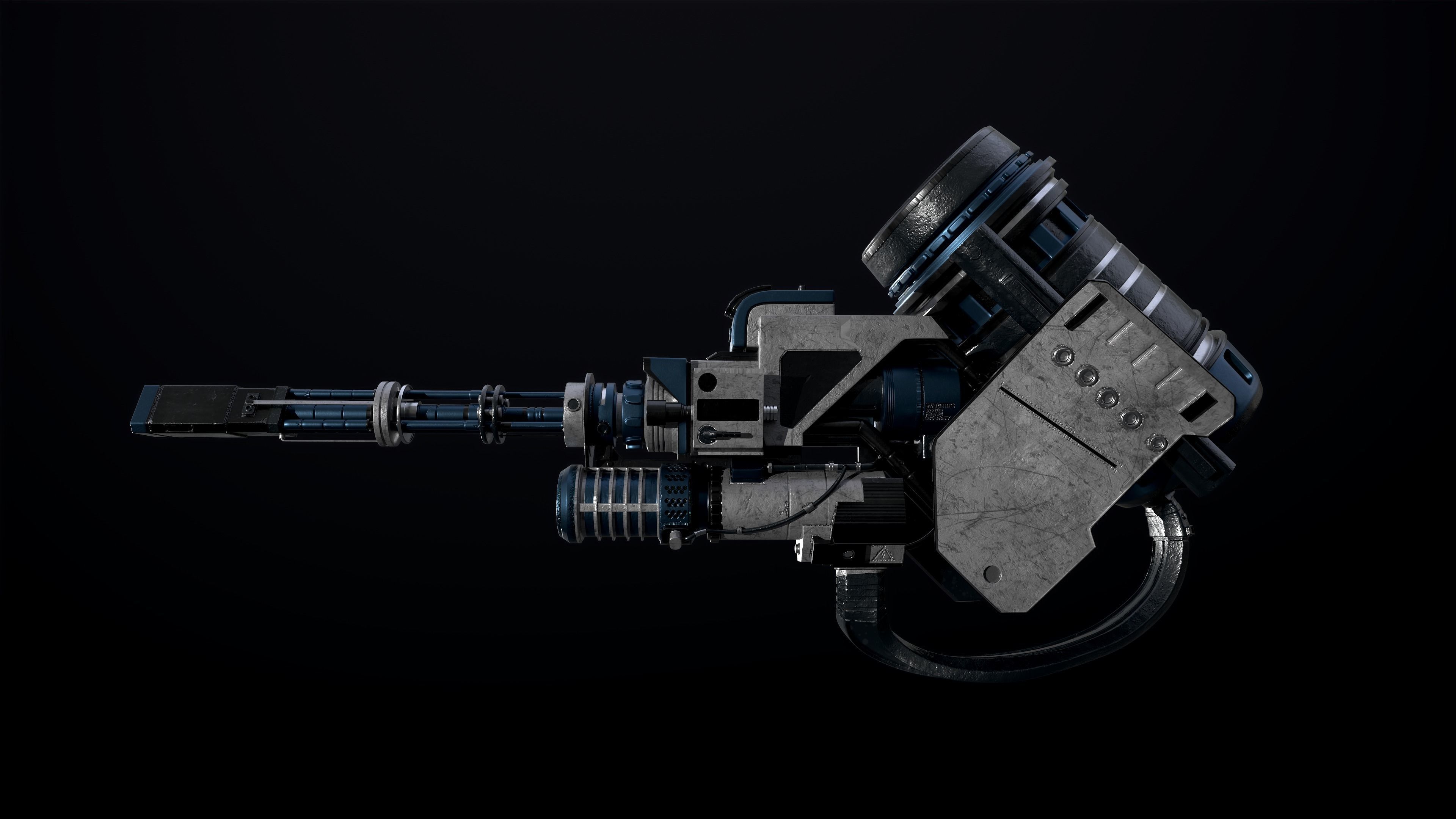 Machine gun Low-poly 3D model_7
