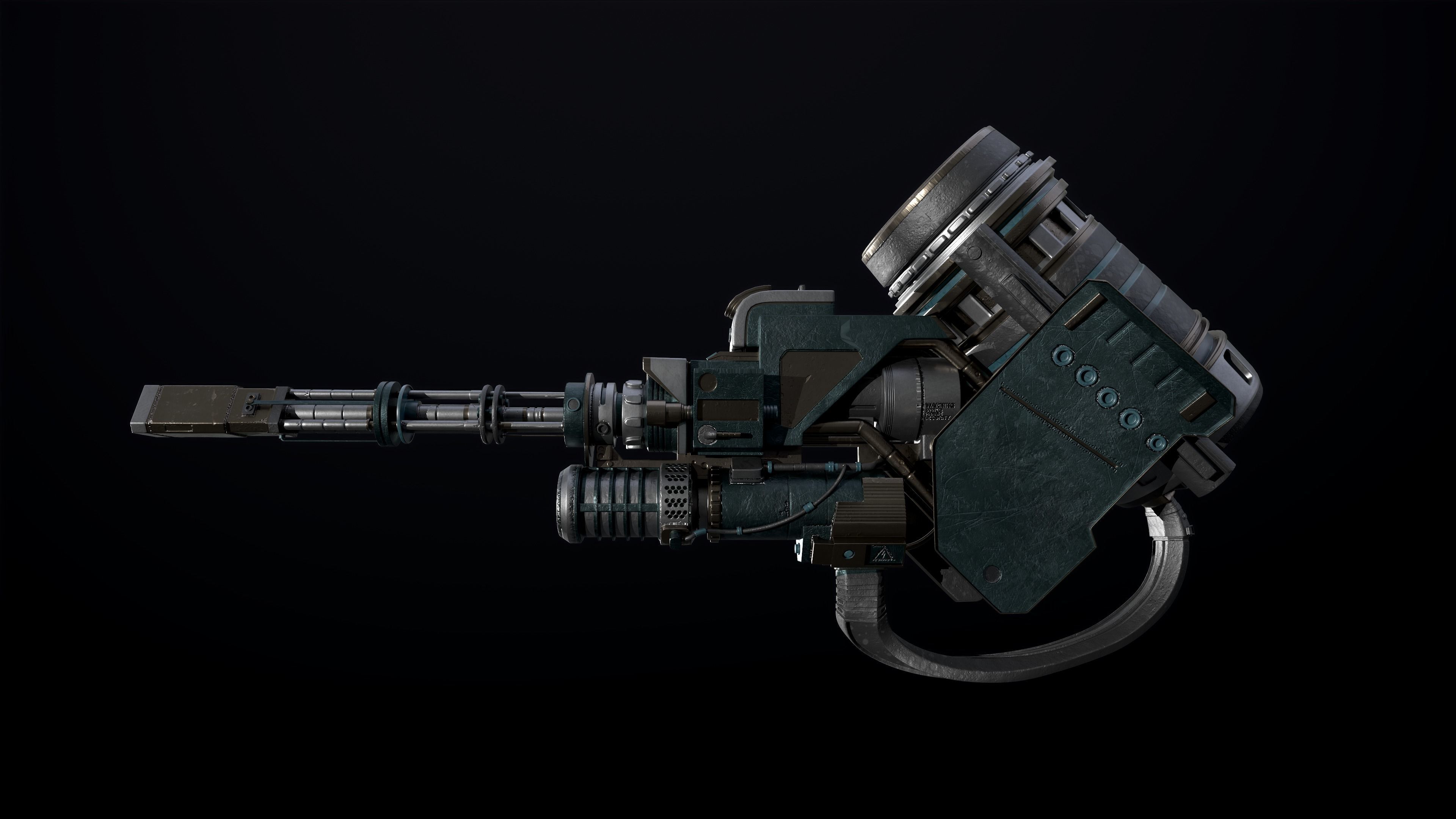 Machine gun Low-poly 3D model_11