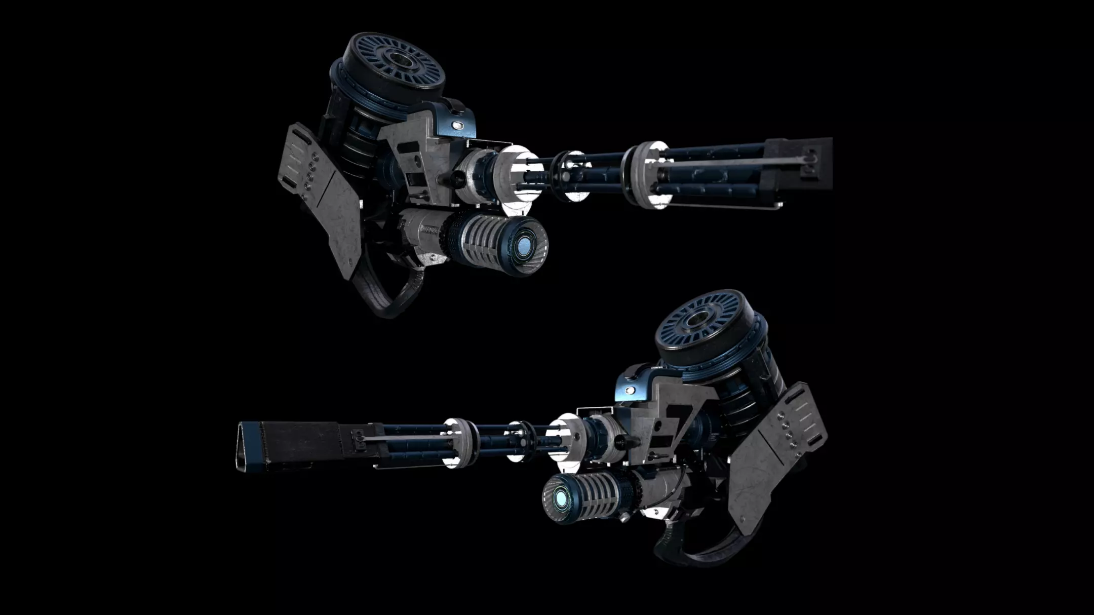 Machine gun Low-poly 3D model_0