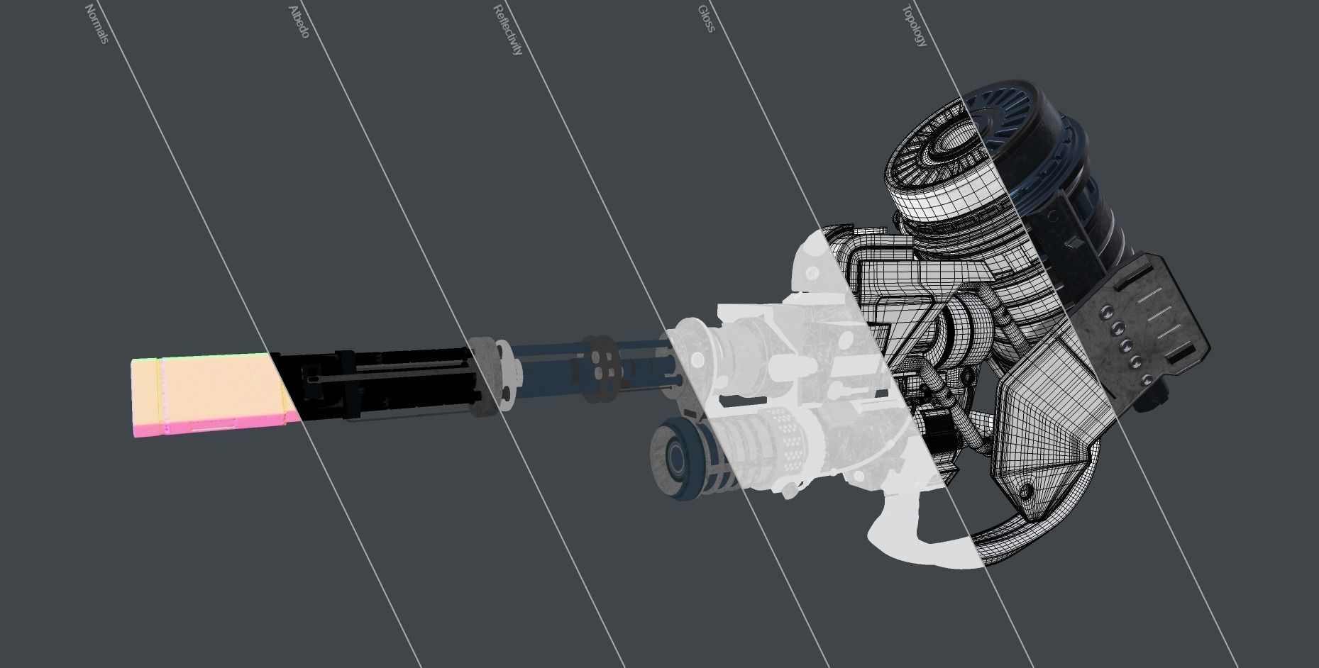Machine gun Low-poly 3D model_14