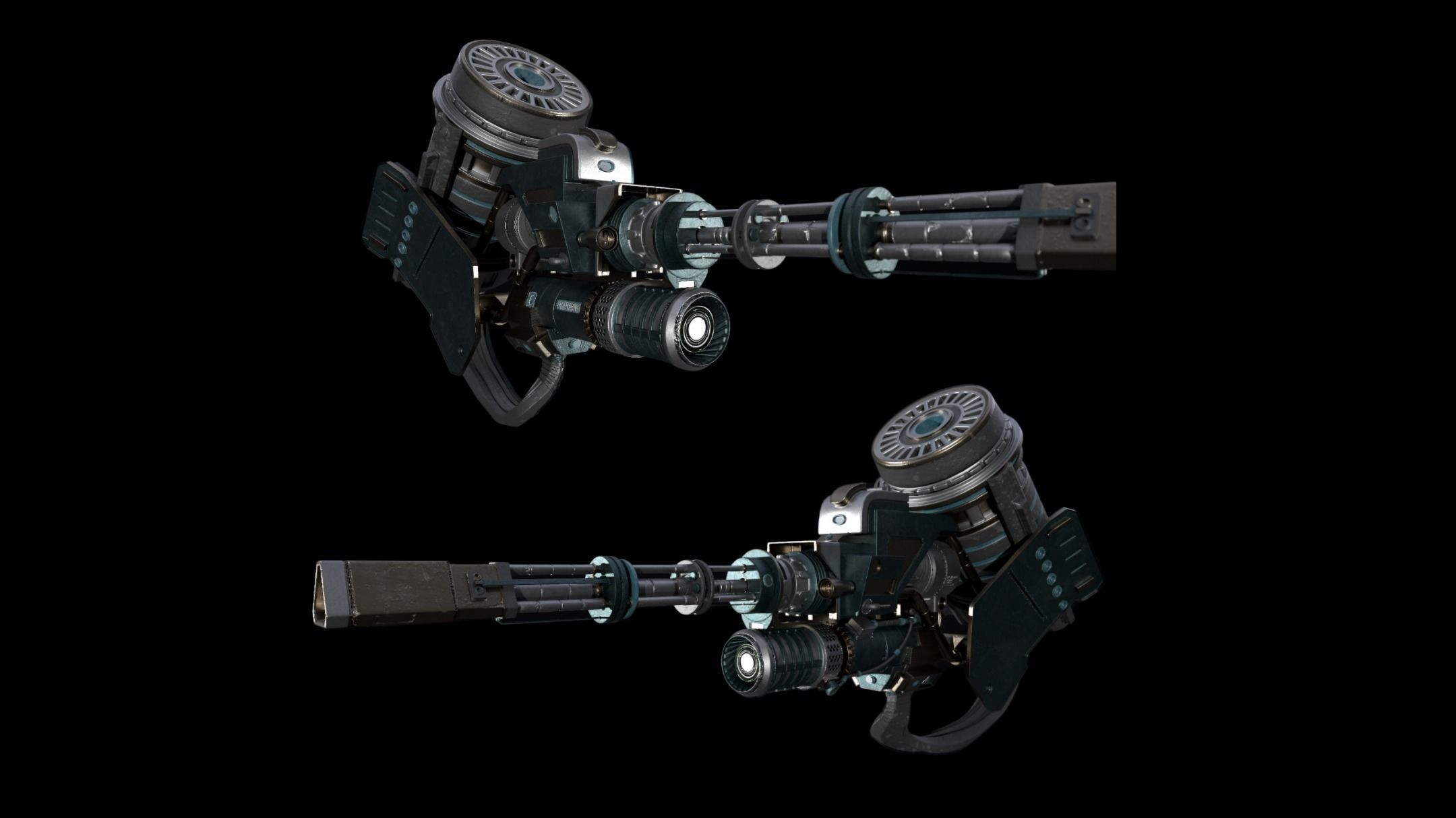 Machine gun Low-poly 3D model_4