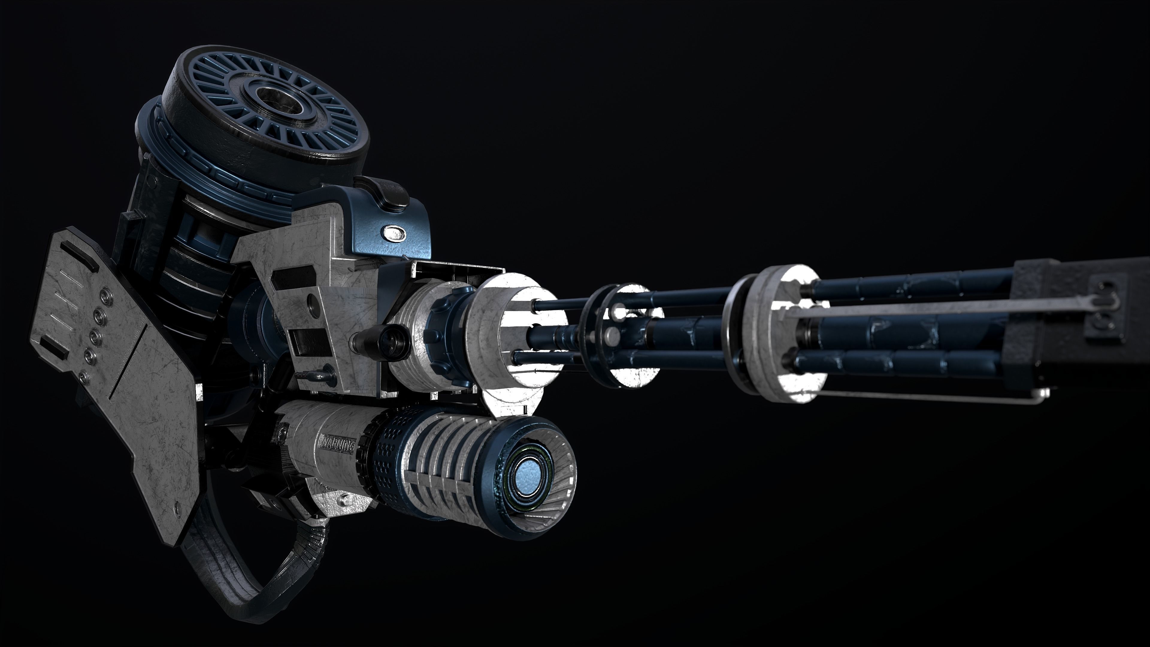 Machine gun Low-poly 3D model_6