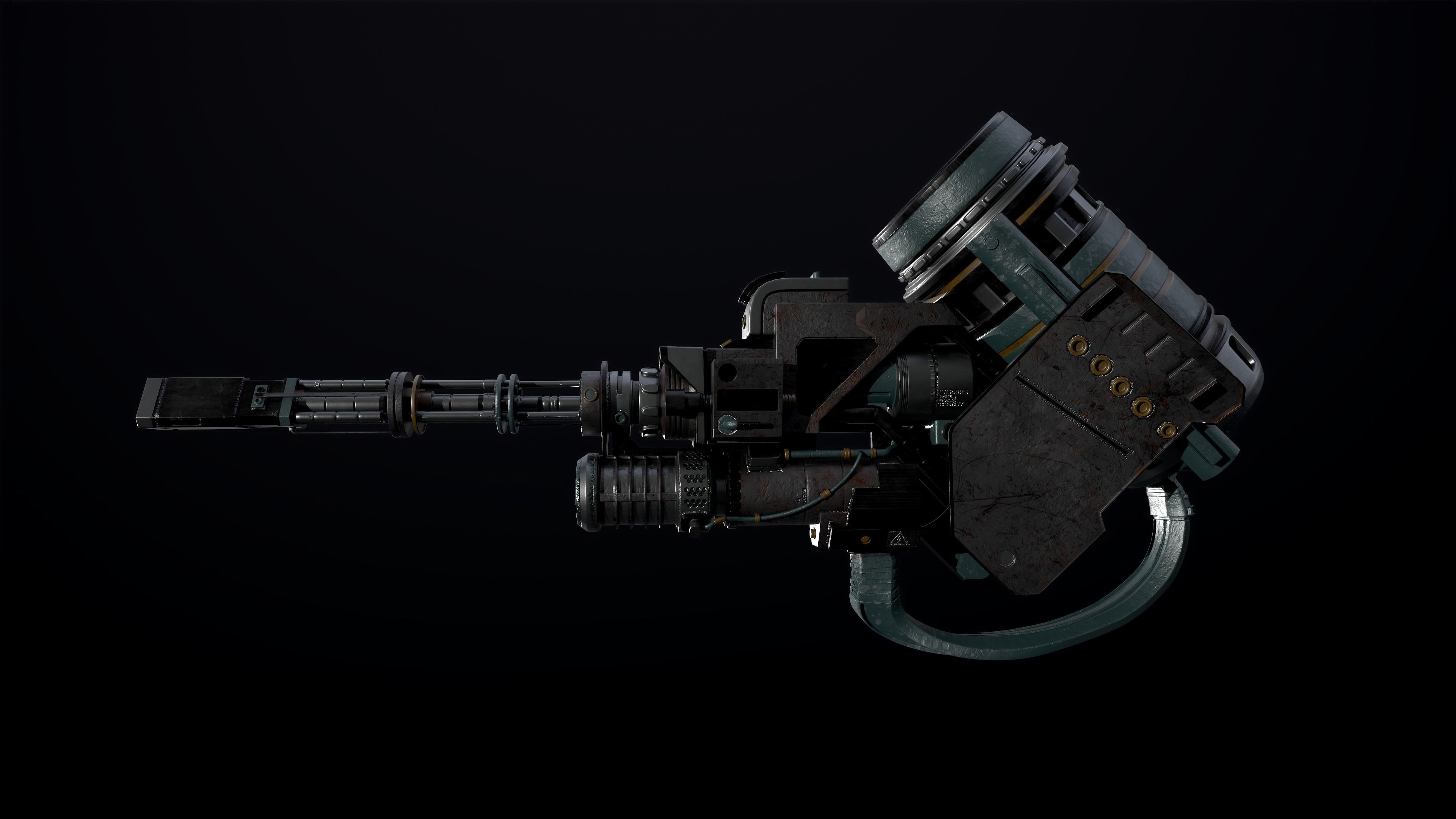 Machine gun Low-poly 3D model_9