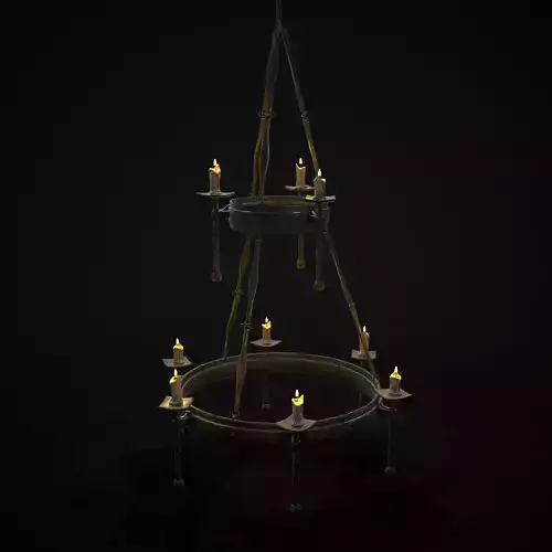 Cast Iron Candle Chandelier Low-poly 3D model