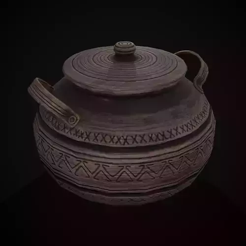 Engraved Clay Pot Low-poly 3D model