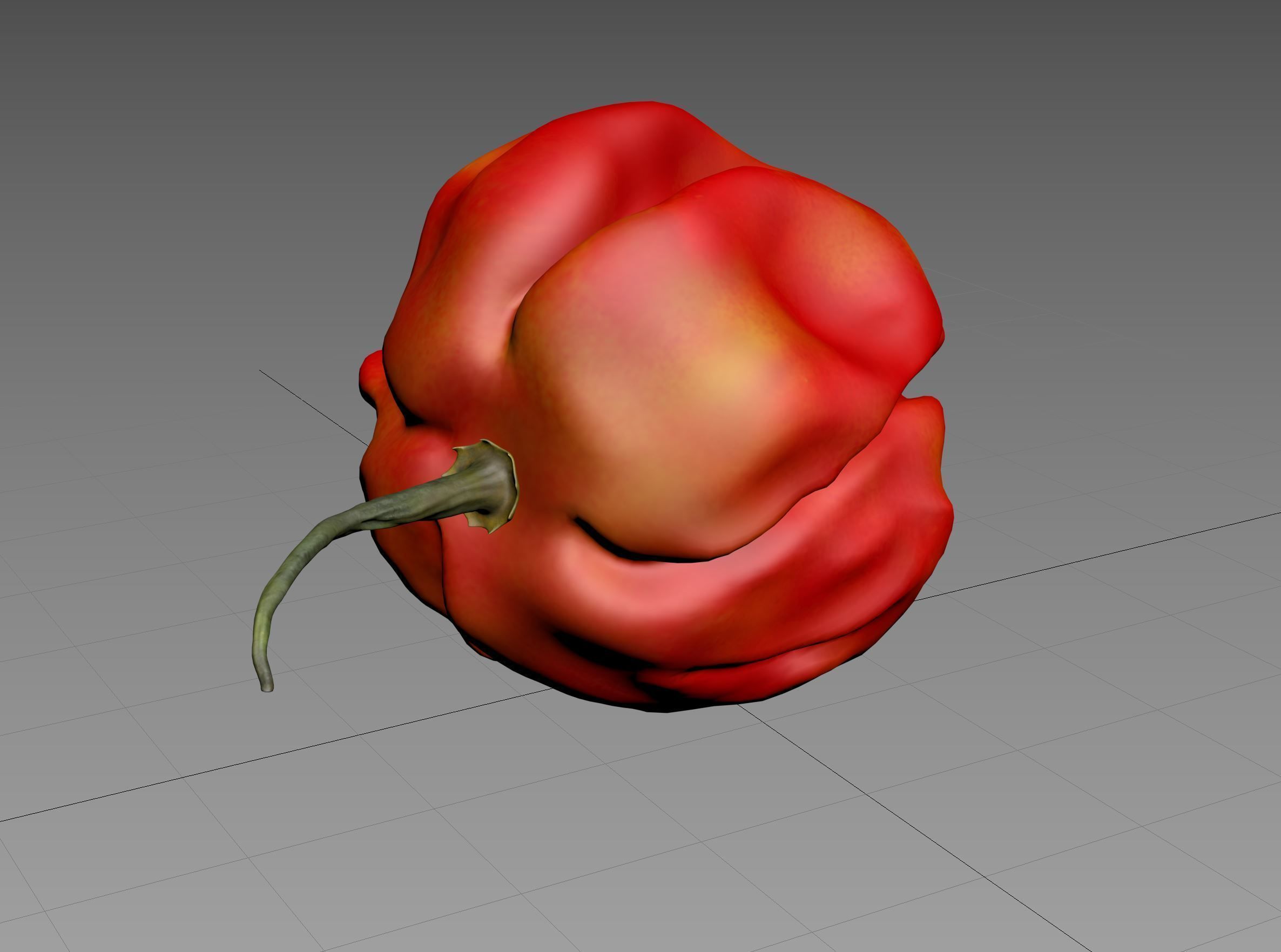 Habanero Chilli Pepper Low-poly 3D model_5