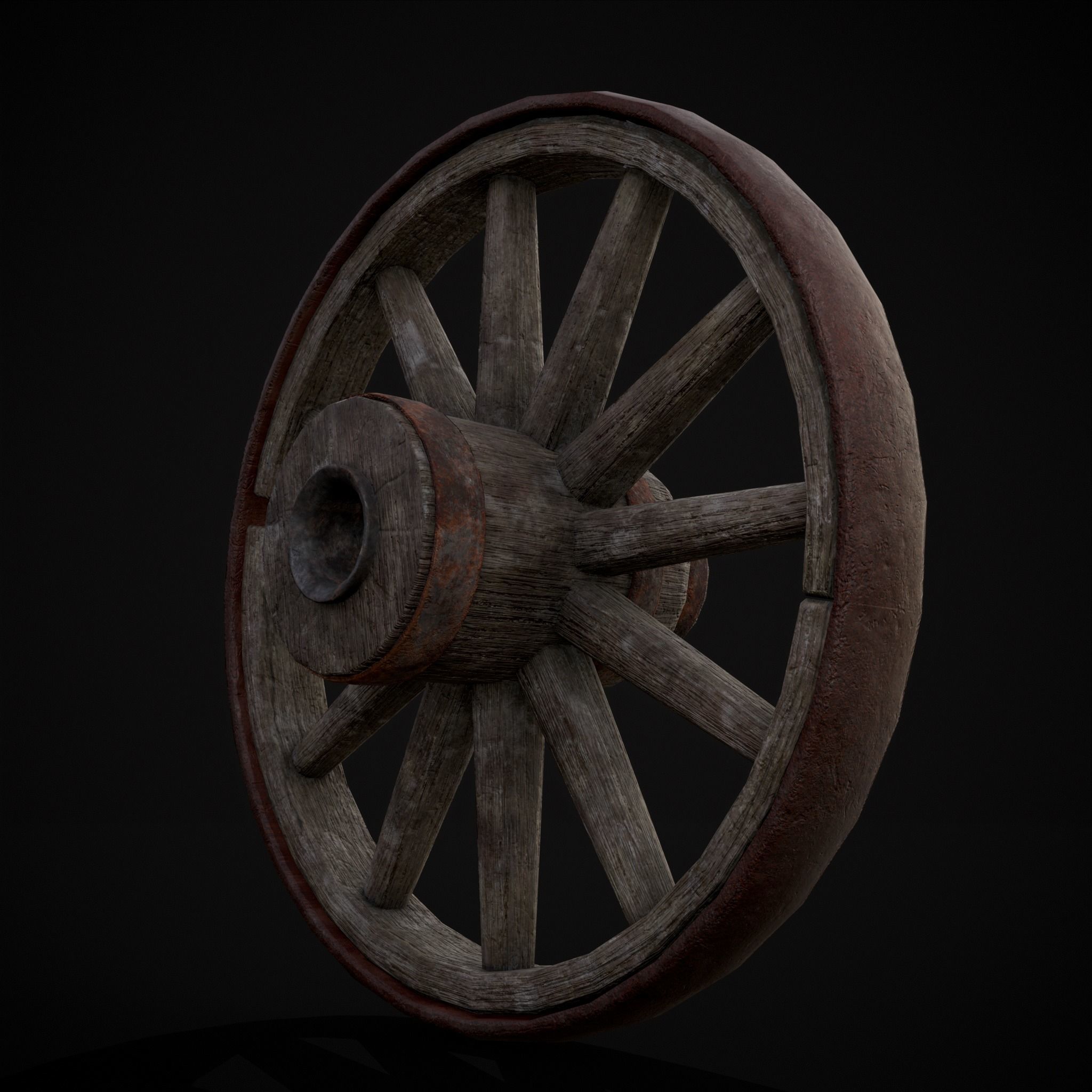 Medieval Cart Wheel Low-poly 3D model_5