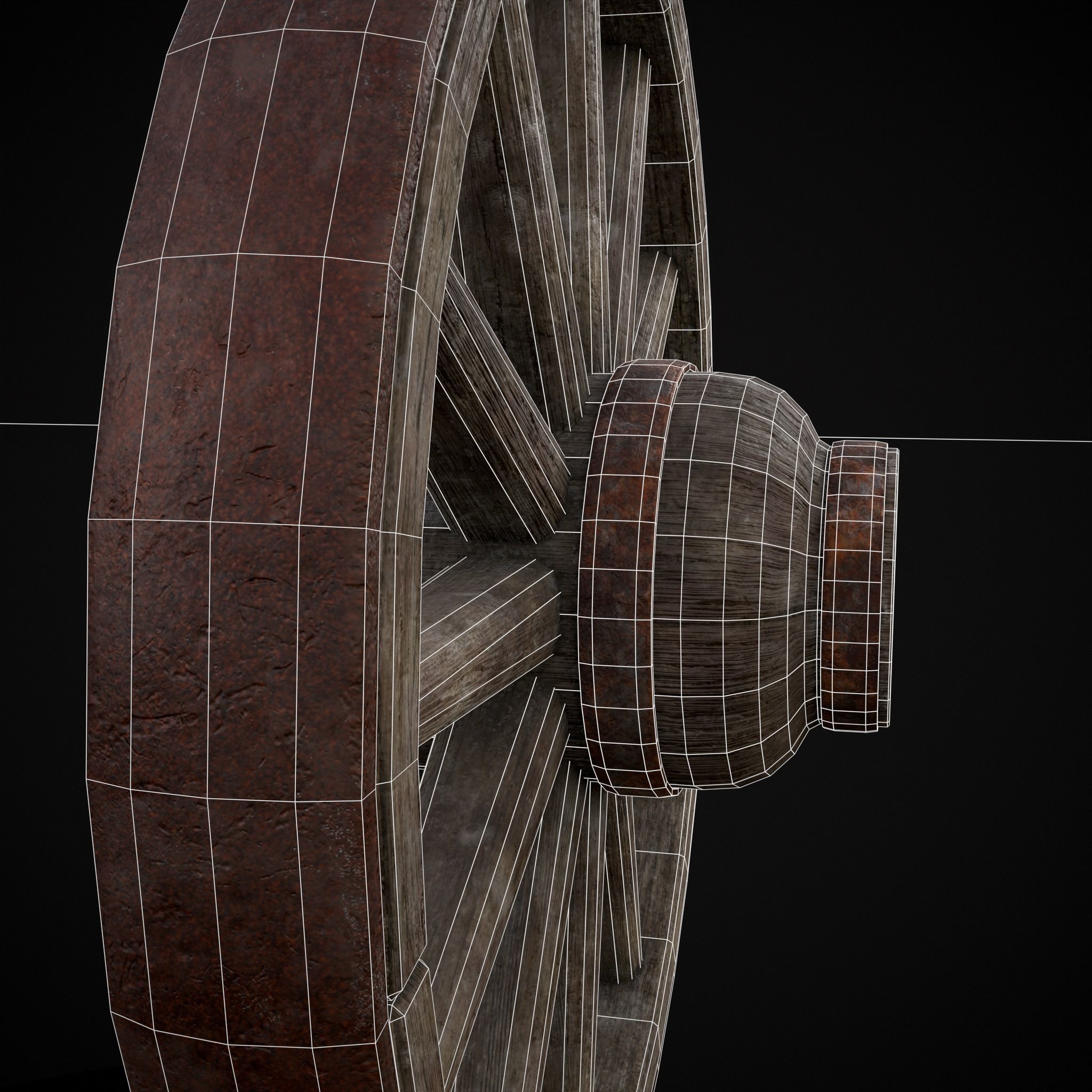 Medieval Cart Wheel Low-poly 3D model_22