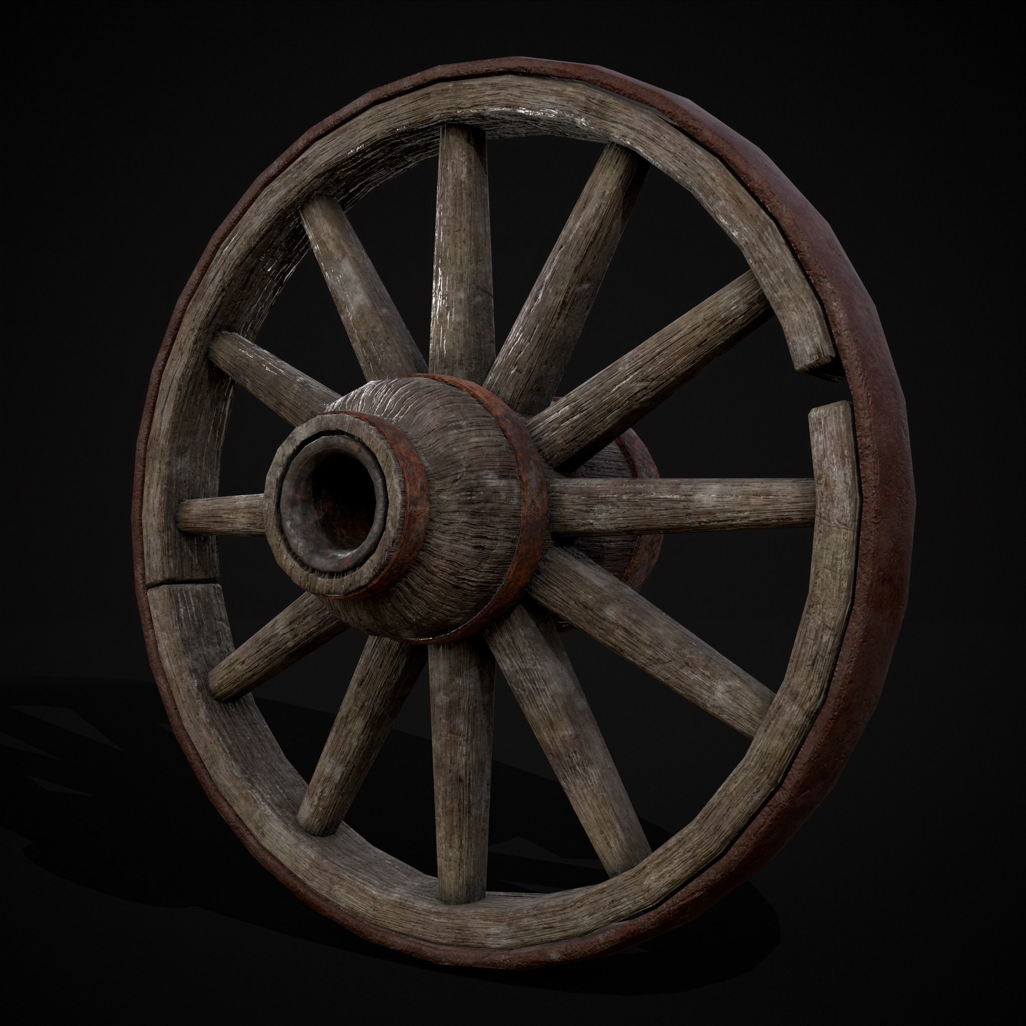 Medieval Cart Wheel Low-poly 3D model_23