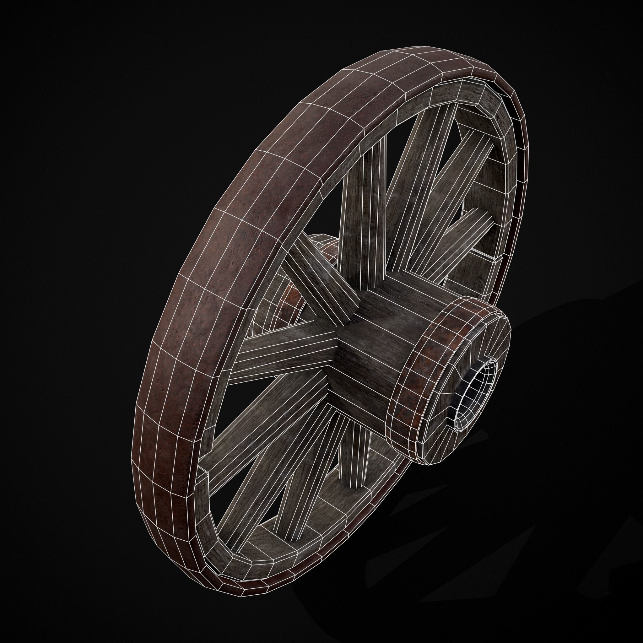 Medieval Cart Wheel Low-poly 3D model_18