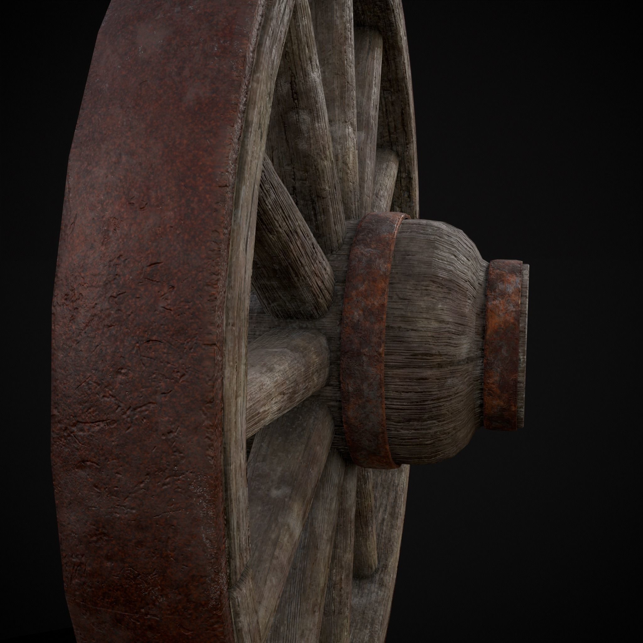 Medieval Cart Wheel Low-poly 3D model_21